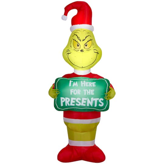 5.5ft. Airblown® Dr. Seuss™ Inflatable Grinch I'm Here for the Presents Christmas Light Décor